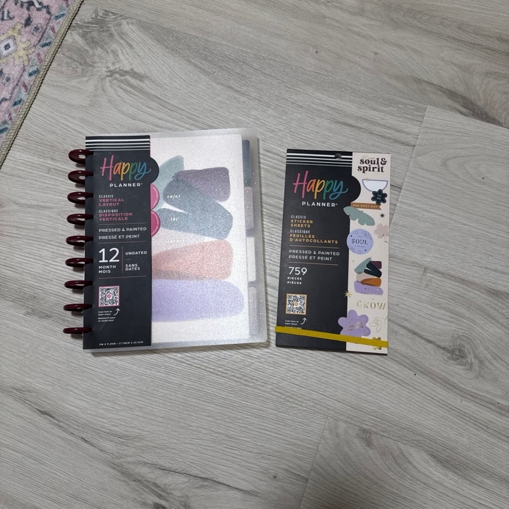 Happy Planner with Colorful Dividers and Stickers
